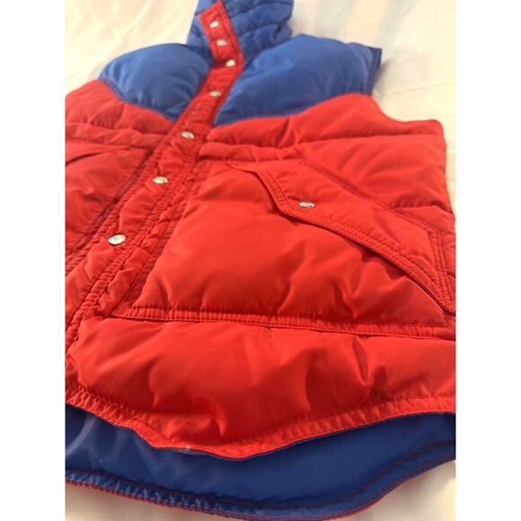Vintage Beconta 70s Down SKI VEST red and blue snap front unisex adult S - Picture 2 of 9